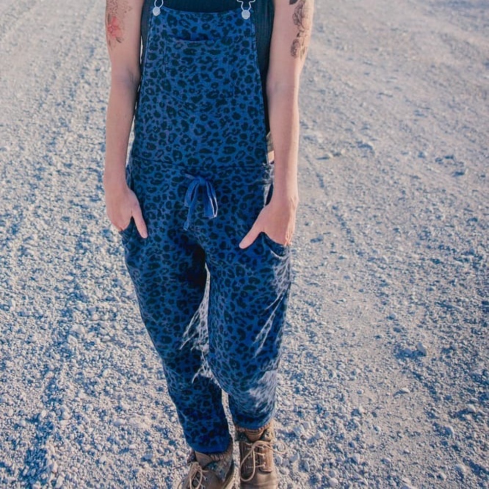 Leopard blue overalls